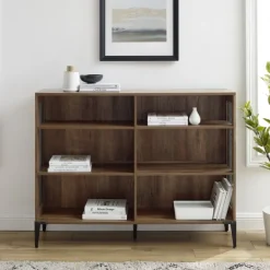 Entryway Furniture-Kirkland's Home Rustic Oak Mesh Accent Bookshelf Brown