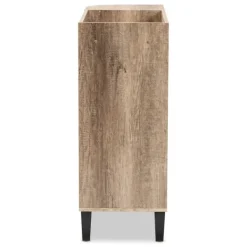 Entryway Furniture-Kirkland's Home Rustic Oak Open Shoe Storage Cabinet Tan