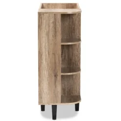 Entryway Furniture-Kirkland's Home Rustic Oak Open Shoe Storage Cabinet Tan