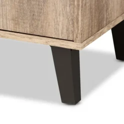 Entryway Furniture-Kirkland's Home Rustic Oak Open Shoe Storage Cabinet Tan