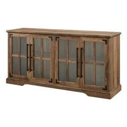 Tv Stands & Media Consoles-Kirkland's Home Rustic Oak Window 4-Door Tv Stand Brown