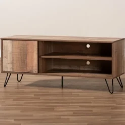 Tv Stands & Media Consoles-Kirkland's Home Rustic Oak Wood Tv Stand Brown