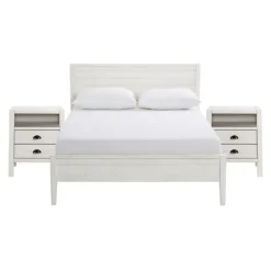 Beds & Headboards-Kirkland's Home Rustic Pine Panel 3-Pc. Full Bedroom Set White
