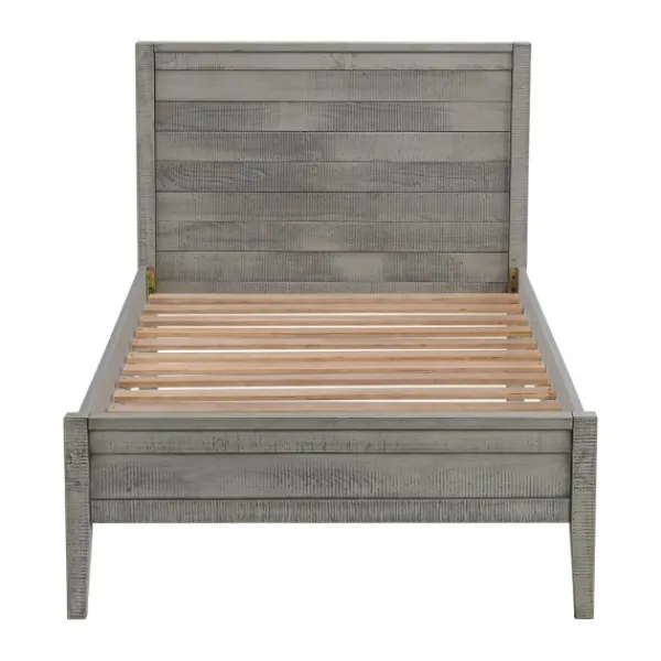 Beds & Headboards-Kirkland's Home Rustic Pine Panel 3-Pc. Twin Bedroom Set Gray
