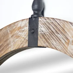 Decorative Mirrors-Kirkland's Home Rustic Round Wooden Mirror With Metal Brackets