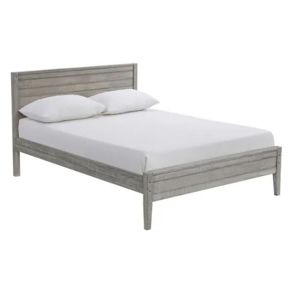Beds & Headboards-Kirkland's Home Rustic Smoke Wood Panel Full Bed Frame Gray