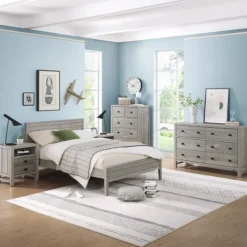 Beds & Headboards-Kirkland's Home Rustic Smoke Wood Panel Full Bed Frame Gray