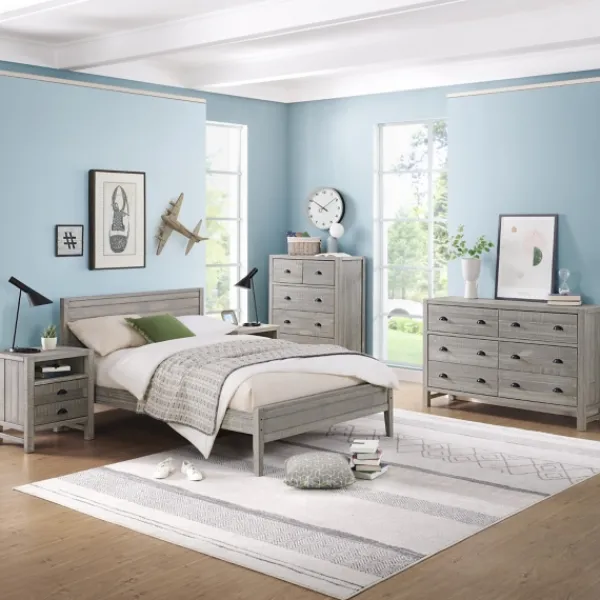 Beds & Headboards-Kirkland's Home Rustic Smoke Wood Panel Full Bed Frame Gray