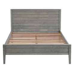 Beds & Headboards-Kirkland's Home Rustic Smoke Wood Panel Full Bed Frame Gray