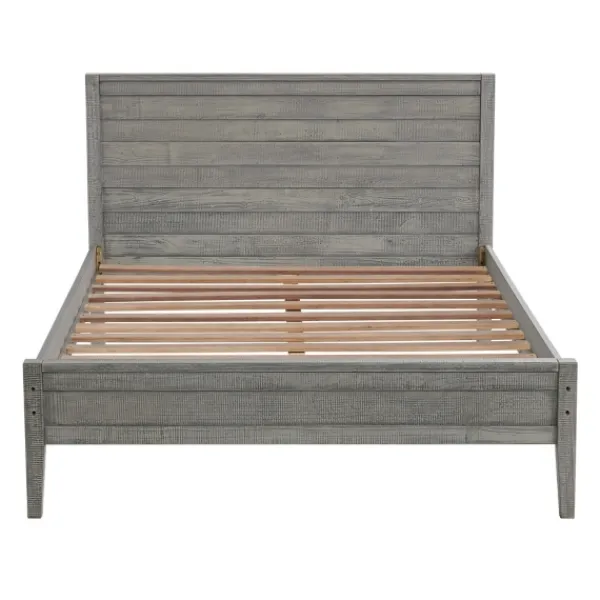 Beds & Headboards-Kirkland's Home Rustic Smoke Wood Panel Full Bed Frame Gray