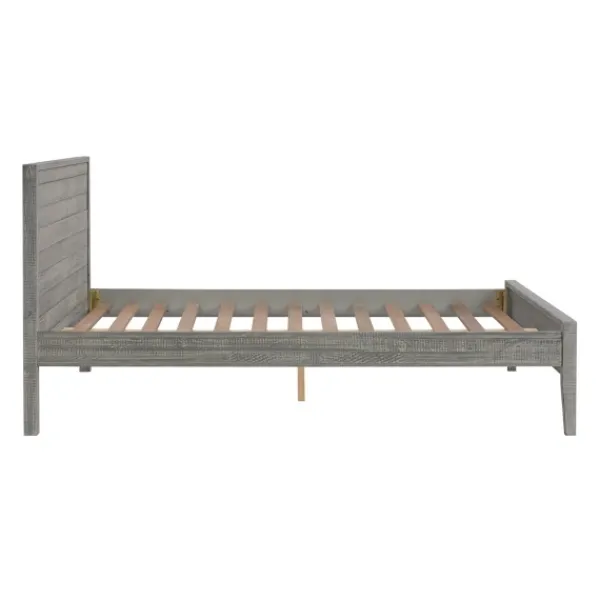 Beds & Headboards-Kirkland's Home Rustic Smoke Wood Panel Full Bed Frame Gray