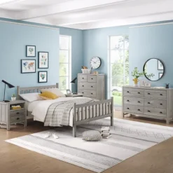 Beds & Headboards-Kirkland's Home Rustic Spindleback Full Bed Frame Gray