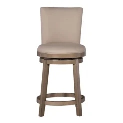 Bar Stools & Counter Height Stools-Kirkland's Home Rustic Taupe Upholstered Swivel Counter Stool Tan