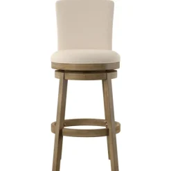 Bar Stools & Counter Height Stools-Kirkland's Home Rustic Taupe Upholstered Swivel Bar Stool Tan