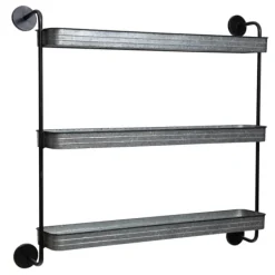 Shelves-Kirkland's Home Rustic Three Tiered Galvanized Metal Wall Shelf