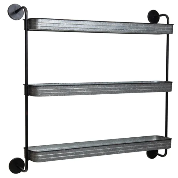 Shelves-Kirkland's Home Rustic Three Tiered Galvanized Metal Wall Shelf
