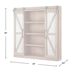 Cabinets & Sideboards-Kirkland's Home Rustic Walnut Sliding Metal Door Cabinet Brown