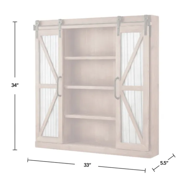 Cabinets & Sideboards-Kirkland's Home Rustic Walnut Sliding Metal Door Cabinet Brown