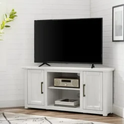 Tv Stands & Media Consoles-Kirkland's Home Rustic White Katy-Corner Tv Stand