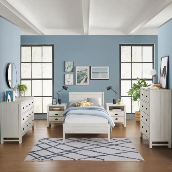 Beds & Headboards-Kirkland's Home Rustic White Pine Panel Twin Bed Frame