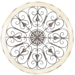 Wall Plaques-Kirkland's Home Rustic White Radial Scrollwork Wall Art White/Silver