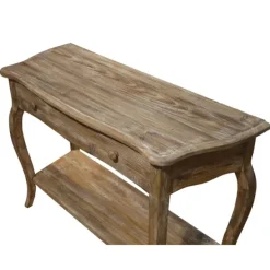 Console Tables-Kirkland's Home Rustic Wood Curved Console Table Brown