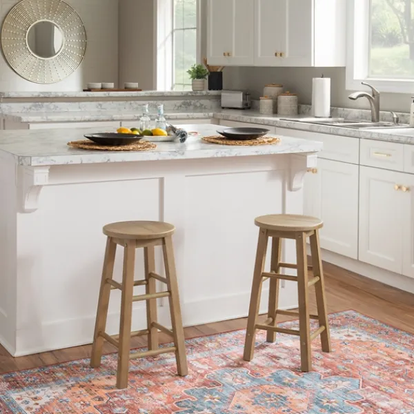 Bar Stools & Counter Height Stools-Kirkland's Home Rustic Wood Pub Classic Backless Counter Stool Brown