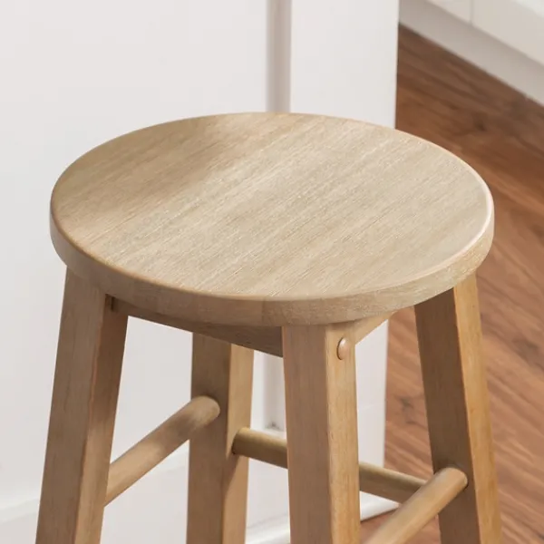Bar Stools & Counter Height Stools-Kirkland's Home Rustic Wood Pub Classic Backless Counter Stool Brown