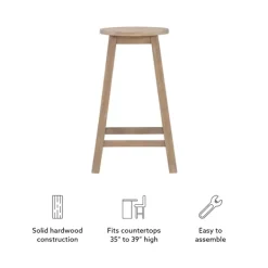Bar Stools & Counter Height Stools-Kirkland's Home Rustic Wood Pub Classic Backless Counter Stool Brown