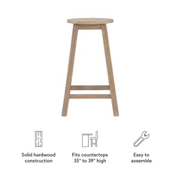 Bar Stools & Counter Height Stools-Kirkland's Home Rustic Wood Pub Classic Backless Counter Stool Brown