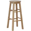 Bar Stools & Counter Height Stools-Kirkland's Home Rustic Wood Pub Classic Backless Bar Stool Tan