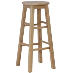Bar Stools & Counter Height Stools-Kirkland's Home Rustic Wood Pub Classic Backless Bar Stool Tan