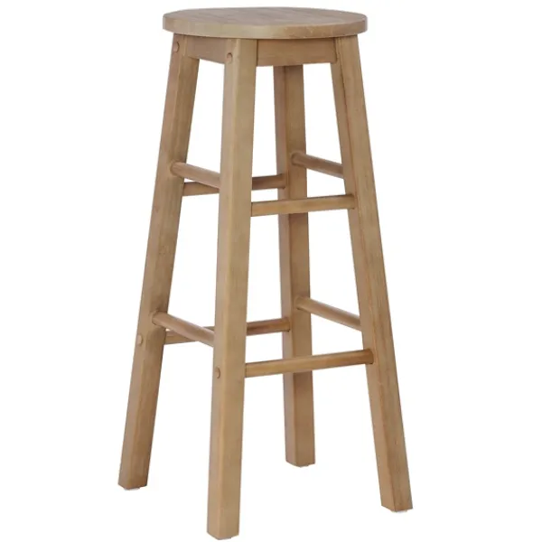 Bar Stools & Counter Height Stools-Kirkland's Home Rustic Wood Pub Classic Backless Bar Stool Tan