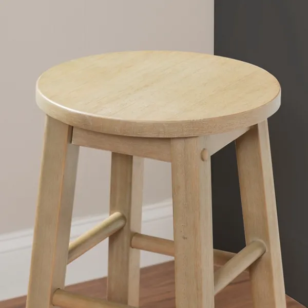 Bar Stools & Counter Height Stools-Kirkland's Home Rustic Wood Pub Classic Backless Bar Stool Tan