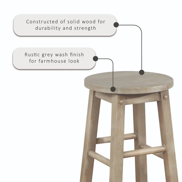 Bar Stools & Counter Height Stools-Kirkland's Home Rustic Wood Pub Classic Backless Bar Stool Tan