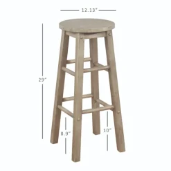 Bar Stools & Counter Height Stools-Kirkland's Home Rustic Wood Pub Classic Backless Bar Stool Tan