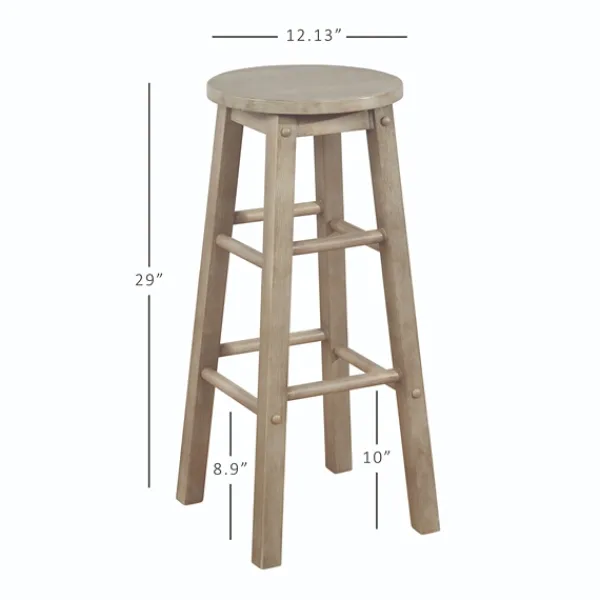 Bar Stools & Counter Height Stools-Kirkland's Home Rustic Wood Pub Classic Backless Bar Stool Tan