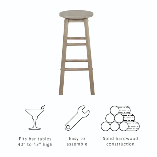 Bar Stools & Counter Height Stools-Kirkland's Home Rustic Wood Pub Classic Backless Bar Stool Tan