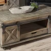 Coffee Tables-Kirkland's Home Rustic Wood Rolling Barn Door Coffee Table Gray