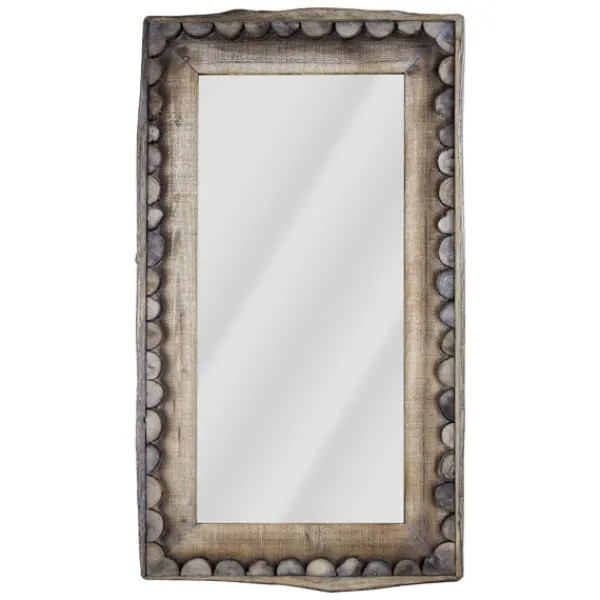 Decorative Mirrors-Kirkland's Home Rustic Wood Scalloped Edge Wall Mirror