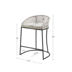 Bar Stools & Counter Height Stools-Kirkland's Home Rustic Woven Rope Back Counter Stool White