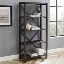 Bookshelves-Kirkland's Home Sable Wood X-Frame Classic Bookcase