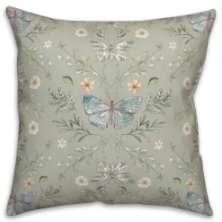 Pillows-Kirkland's Home Sage Botanical Butterfly Throw Pillow Green