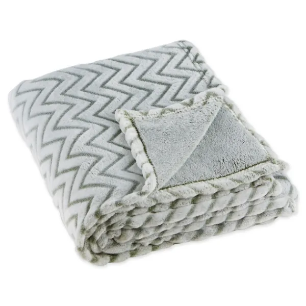 Blankets & Throws-Kirkland's Home Sage Chevron Plush Throw Green