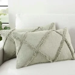 Pillows-Kirkland's Home Sage Tufted Diamond Lumbar Pillows, Set Of 2 Green