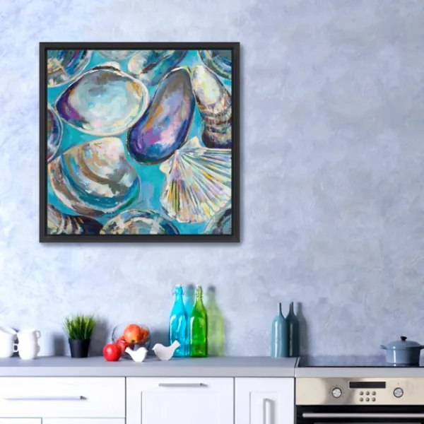 Framed Art-Kirkland's Home Salt Water Finds Framed Canvas Art Print Blue/White