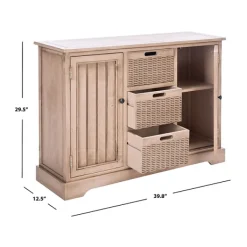 Cabinets & Sideboards-Kirkland's Home Sand Cabinet With Natural Woven Baskets Tan