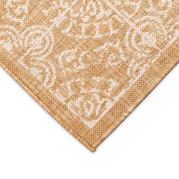 Outdoor Rugs-Kirkland's Home Sand Embellished Scroll Indoor/Outdoor Rug, 6X9 Tan/White