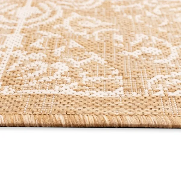 Outdoor Rugs-Kirkland's Home Sand Embellished Scroll Indoor/Outdoor Rug, 6X9 Tan/White