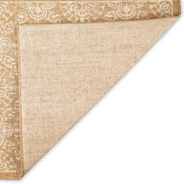 Outdoor Rugs-Kirkland's Home Sand Embellished Scroll Indoor/Outdoor Rug, 6X9 Tan/White